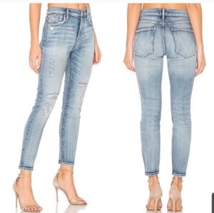 Agolde Light Blue Distressed Ankle Crop Jeans